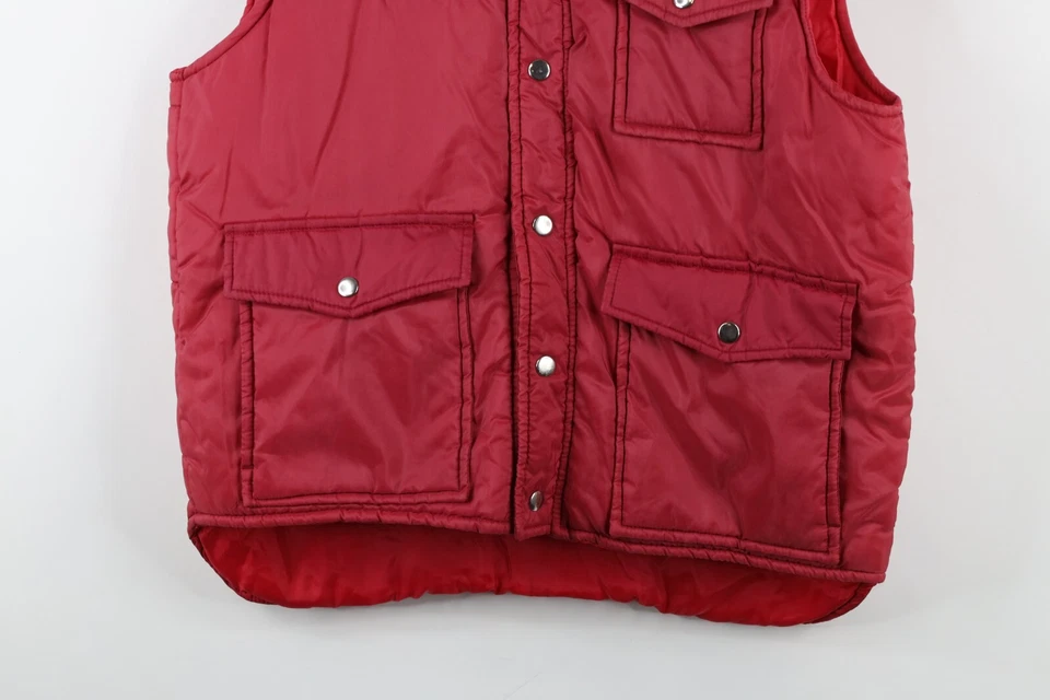 Vintage 80s 90s Dickies Mens Size Large Faded Full Zip Puffer Vest Jacket Red - Image 3 of 4