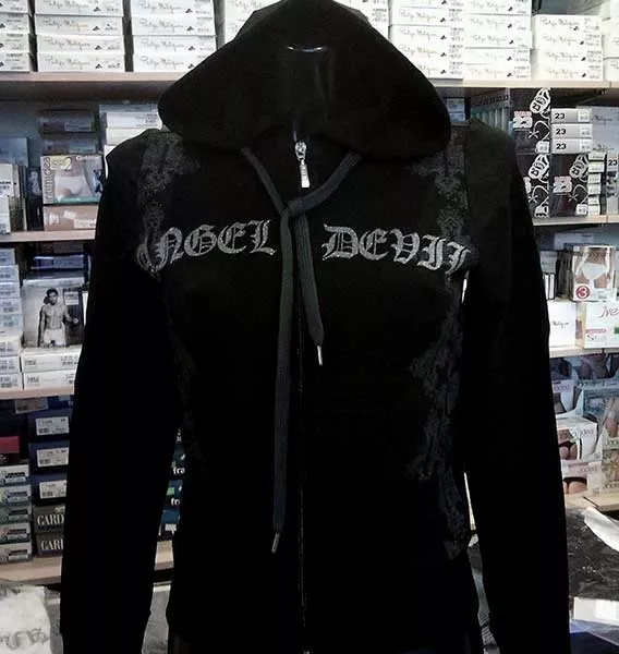 Women s Sweatshirt Angel Devil with Zip Logo Lurex With Pockets