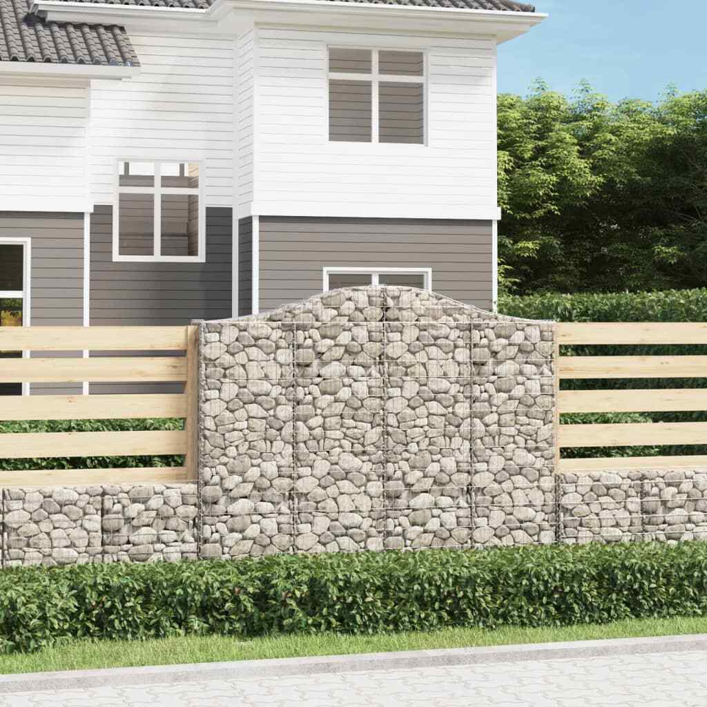 vidaXL Arched Gabion Basket 200x30x160/180 cm Galvanised Iron