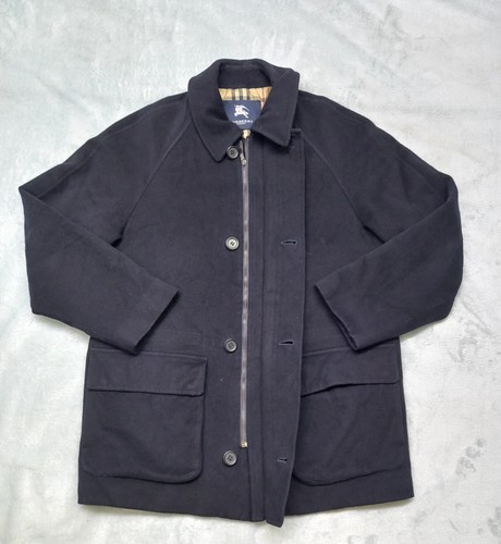BURBERRY LONDON Overcoat Merino Wool Jacket Coat Nova Check Blue Men's Size 4 - Picture 7 of 24