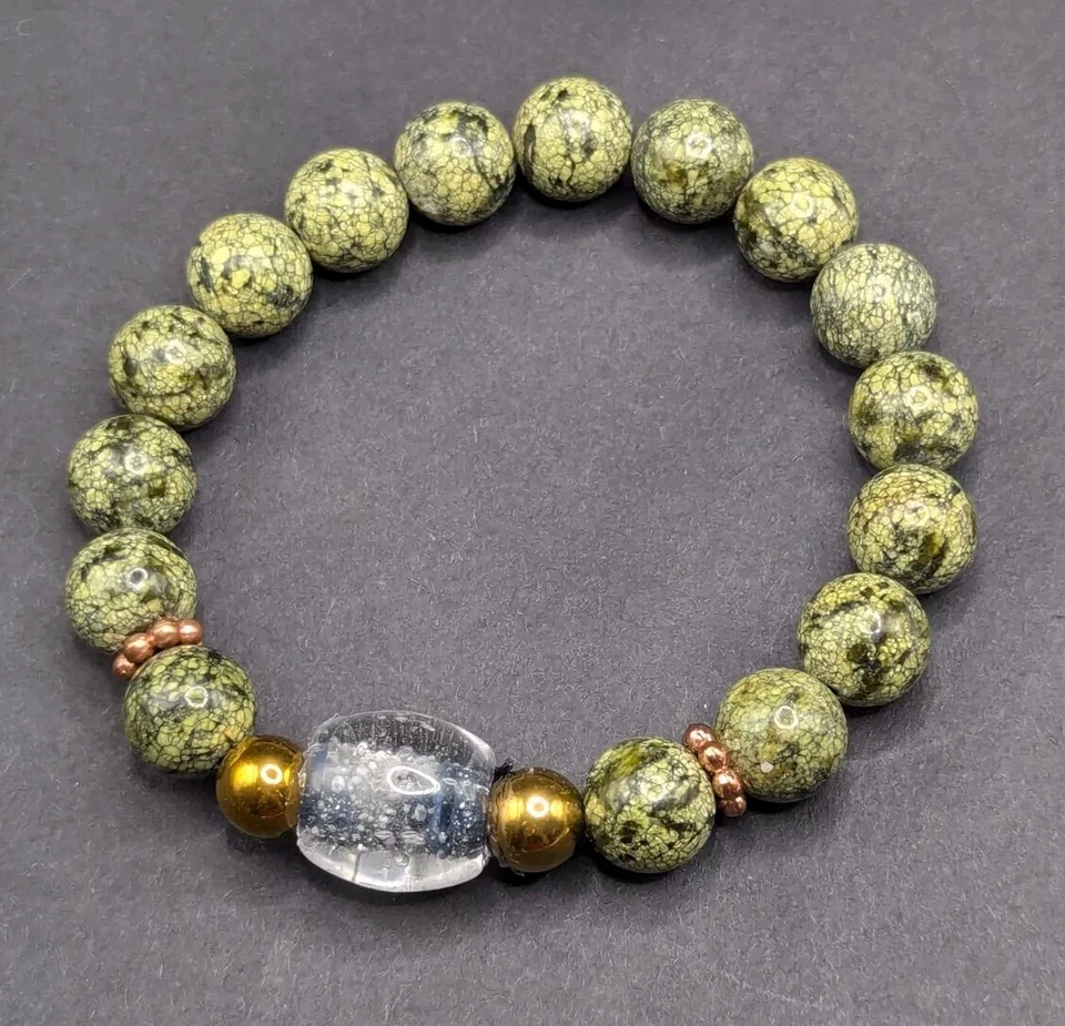 Serpentine 10 мм стекла фокус бисером эластичной заявление браслет (16 см) маленький запястье - Изображение 2 из 4