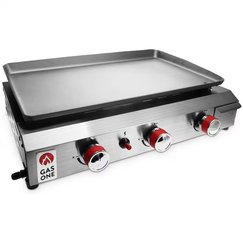 26" Stainless Steel Propane Griddle, 3 Burners, Auto Ignition, 322 Sq. In. - NEW