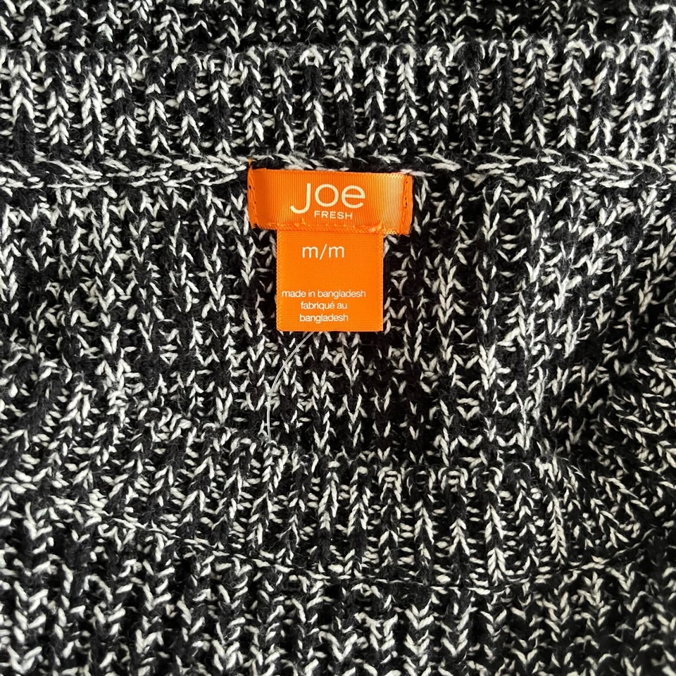 Suéter Joe Fresh para Mujer Talla M Negro Blanco Cuello Redondo Tejido Apretado Pullover Foto 3 de 4