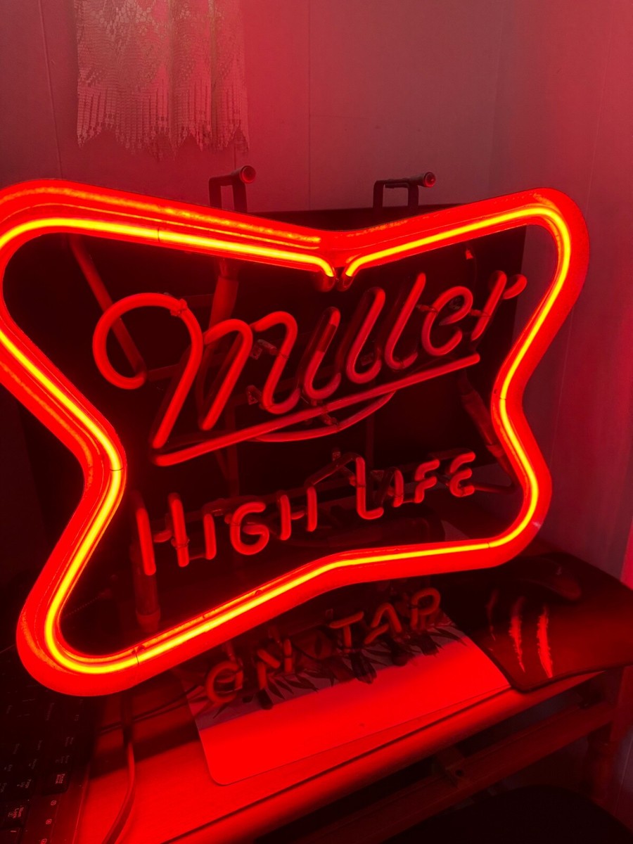 Vintage miller beer high life on tap neon sign Tri-colour mint 