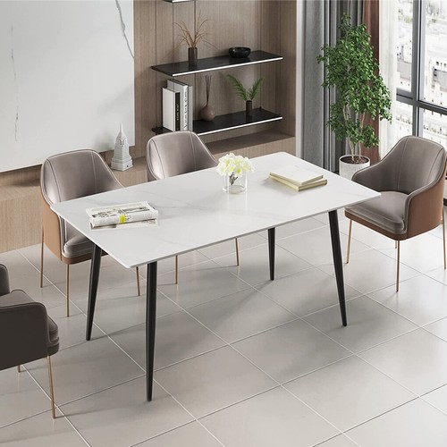 6-Person Rectangular Marble Dining Table Kitchen Table Breakfast Nook Furniture - Picture 5 of 22