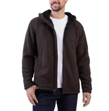Rugged Elements Men's Fleece-Lined Full Zip Hoodie Jacket Thick Size M Brown