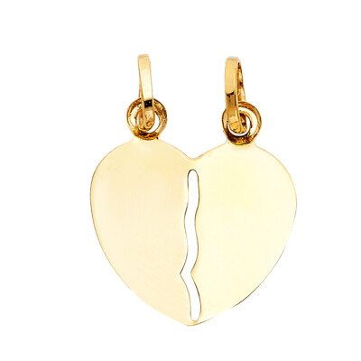 14K Gelbgold gebrochenes Herz Anhänger für Kette