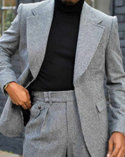 Men Suit Houndstooth Tweed Checkered Party Prom Casual Groom Tuxedo Custom