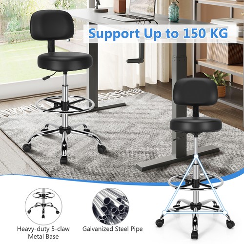 Giantex Swivel Drafting Chair Tall Office Standing Desk Chair Stool Footrest - Picture 6 of 12