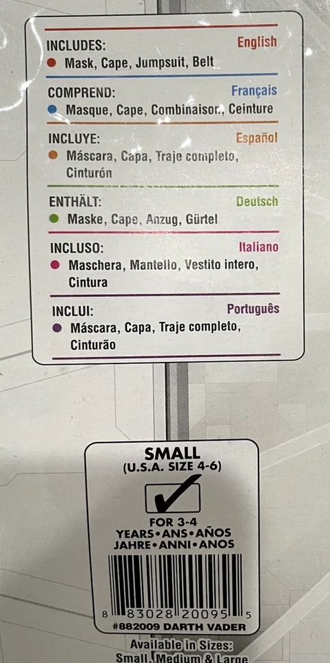 Star Wars Darth Vader Boys Costume WITH MASK & CAPE, Size S (4-6), BRAND NEW - Image 3 of 4