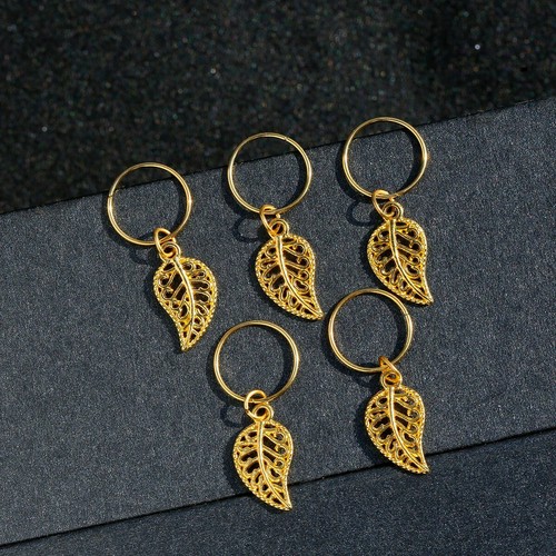 Gold Dreadlock Jewelry 5Pcs Hair Cuffs Hair Rings Shell Charms Hair Coils Clips - Picture 57 of 99