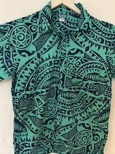 Vintage Daedge 80s Medium Hawaiian Shirt Cotton Green Vacation w/Free shipping