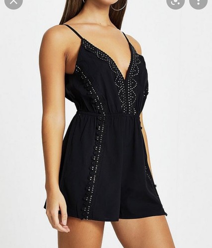 river island black playsuit beach cover 