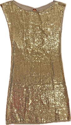 Women's Size XS/S Alice + Olivia Gold Sequin Sheath Dress With Keyhole Back  | eBay