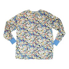 Landau Women Scrub Lab Coat Jacket Patriotic American Bears Size XL Made in USA