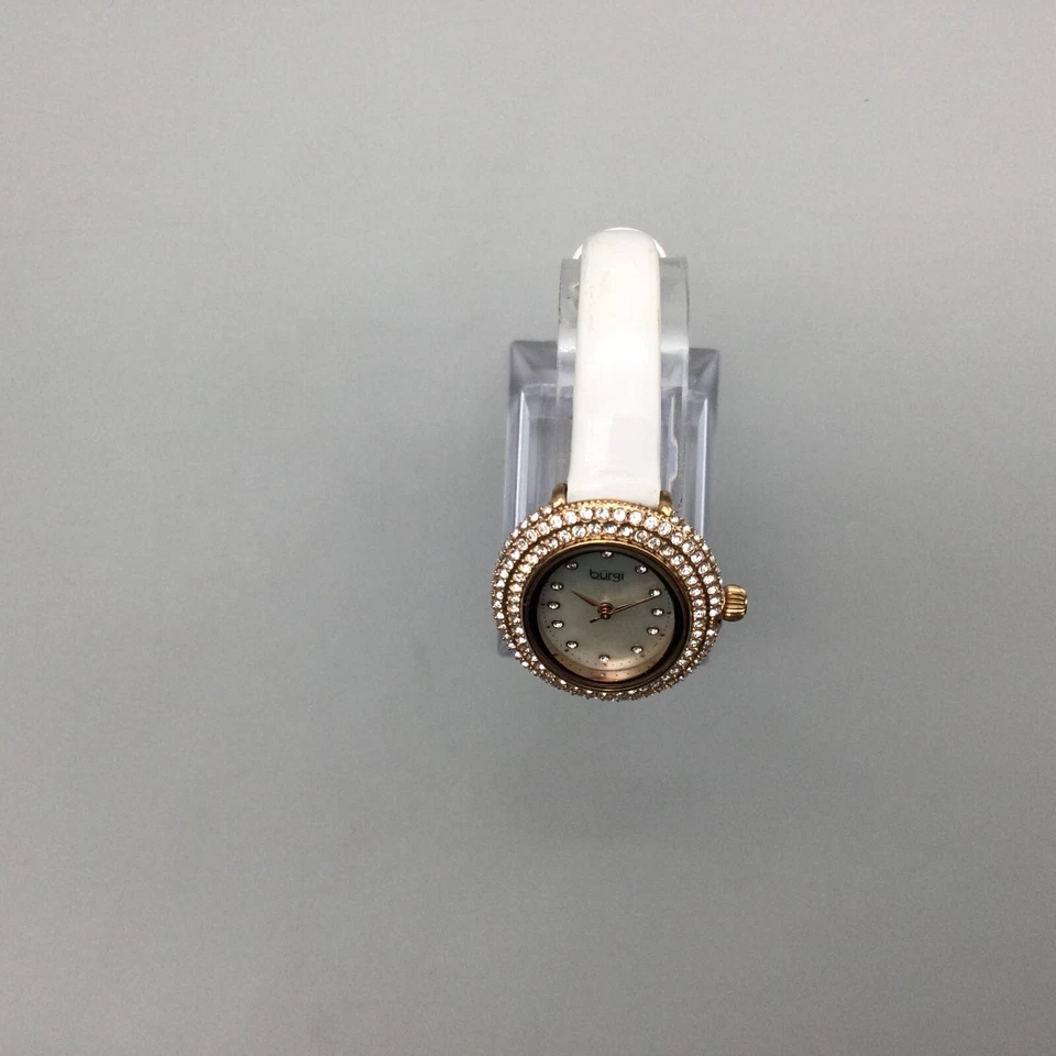 Burgi Bling Watch Women 27mm Rose Gold Tone MOP Dial Leather Band New Battery - image 3 of 4