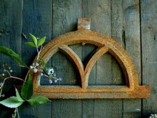 Eisenfenster, Fenster für Gartenmauer, ländlich, wie antik, halbrund klein 32x20