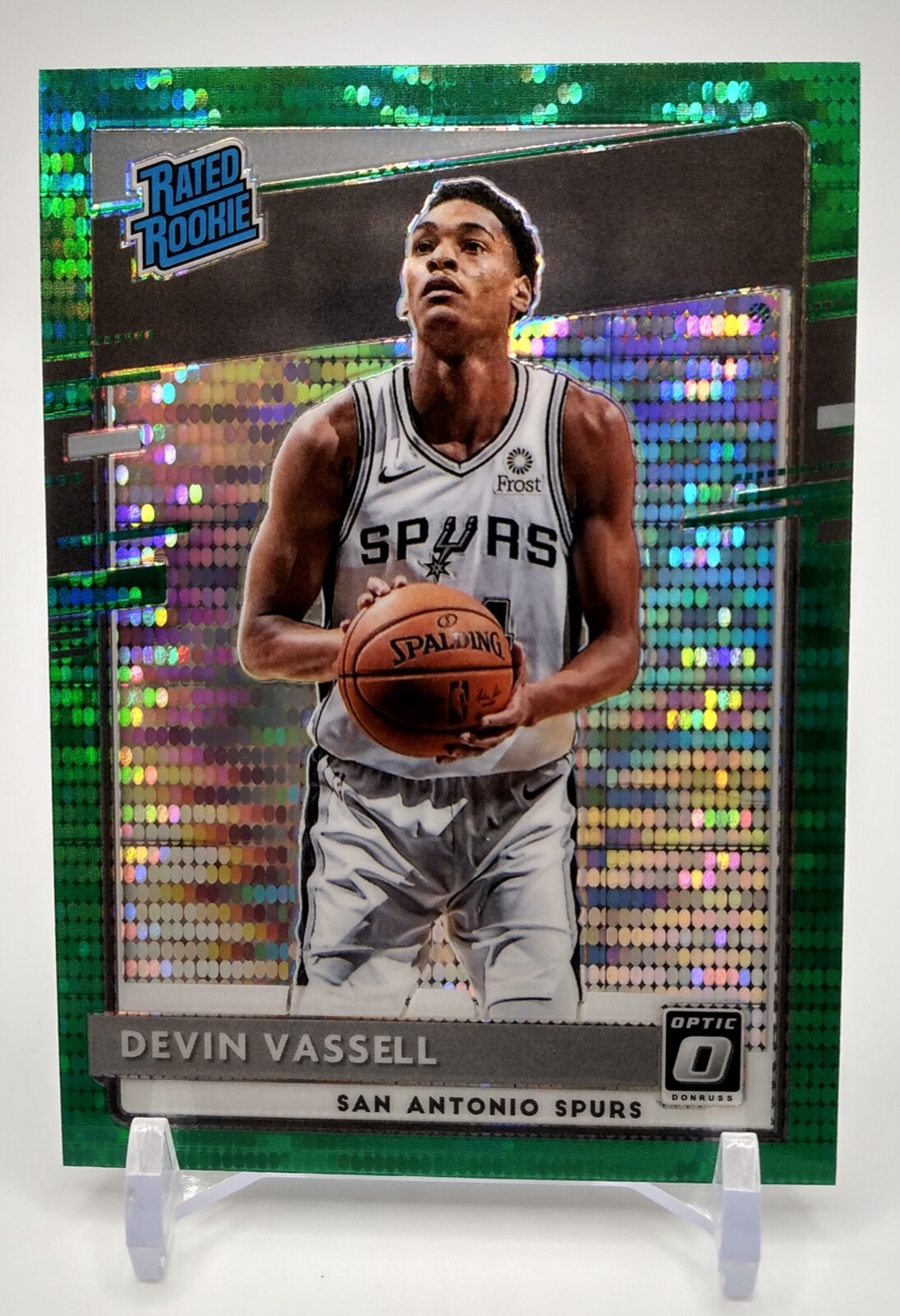 2020-21 Optic Devin Vassell Fanatics Green Pulsar + Silver Wave Rated Rookie
