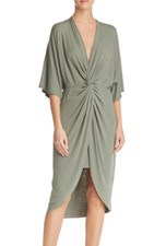Joie Sorina Jungle Green Draped Midi Dress Women's Size XS L2430
