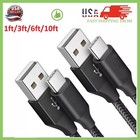 1/3 Pack 1/3/6/10Ft USB to Type-C Cable Fast Charger Charging Data Sync Cord LOT