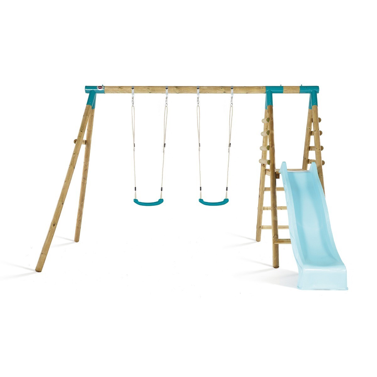 Plum Play Swing Set Kids Child w/Roundpole Frame, Swings Slide Wood  Roloway