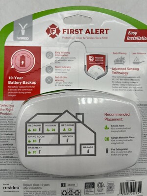 First Alert 10 Year Back Up Hard-Wired w/Battery Back-Up - BRAND NEW