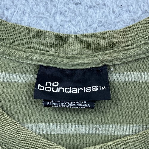 VTG No Boundaries Shirt Green Stripe Tee Skater Graphic Y2K Street Tag Large - Picture 6 of 14