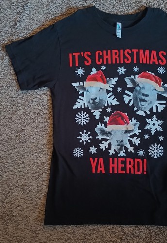 Its Christmas YA Herd! Short Sleeve Black TeeStyled T-Shirt Size S 100% Cotton - Picture 5 of 11