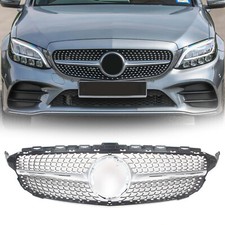 Silberner Frontgrill ohne Kamera für Mercedes Benz W205 C-KLASSE C200 C300 19–21
