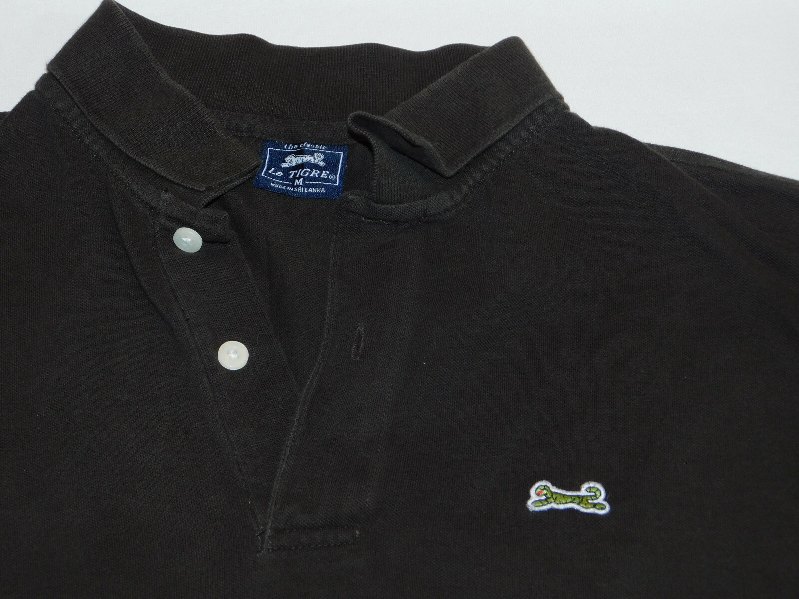 VINTAGE LE TIGRE SHIRT POLO LONG SLEEVE MESH BROWN GREEN TIGER CLASSIC  MENu0026#039;S M | eBay