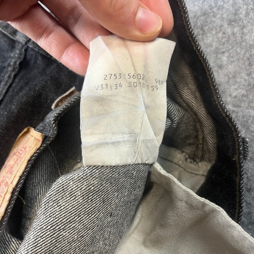 Vintage Levi's 501 Mens Jeans 30 28 * 80s Dark Wash Black Red Tab Neppy Whiskers - Picture 10 of 12