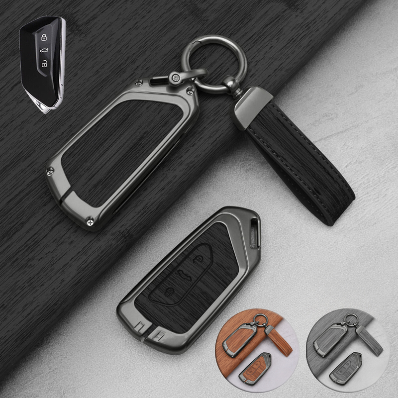 Zinc Alloy Leather Car Key Case Cover For VW Golf ID.3 ID.4 Seat Leon Tarraco