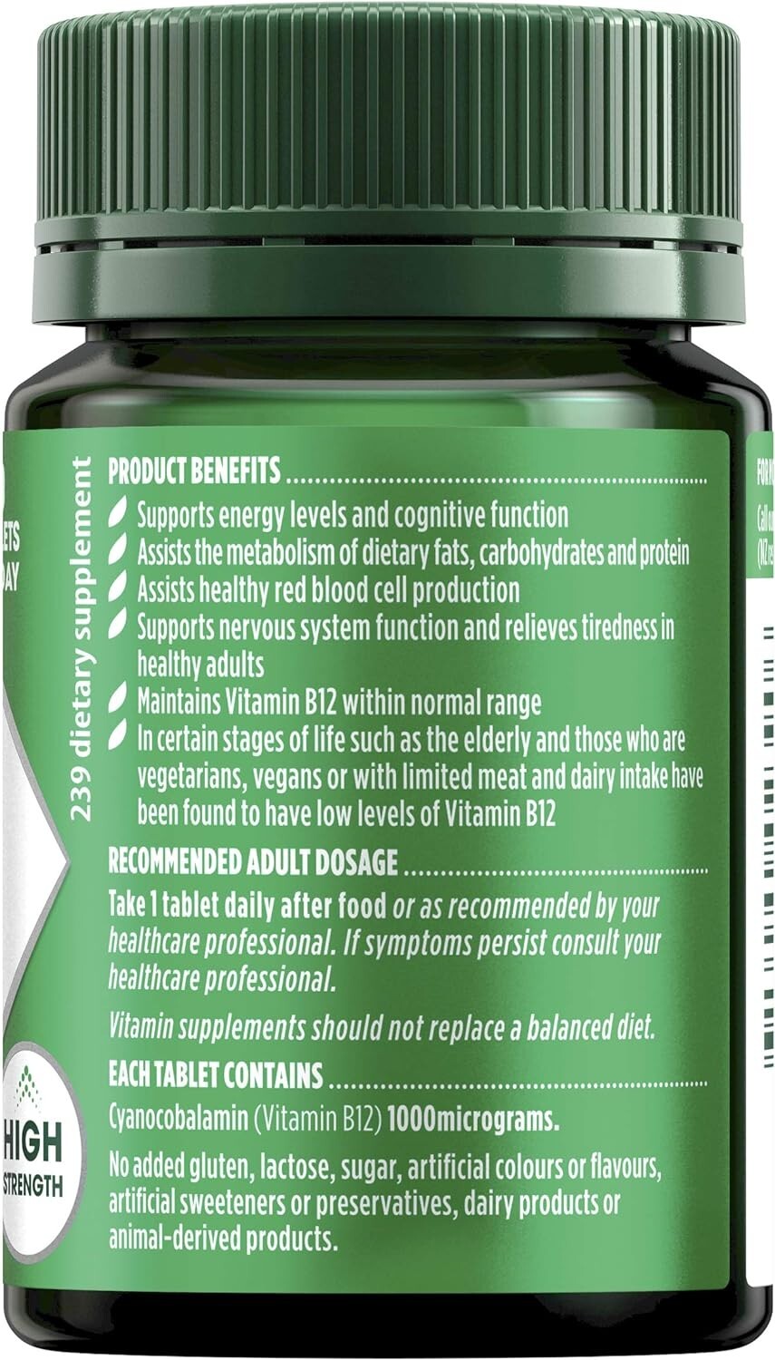 New High Strength Vitamin B12 1000mcg Supports Nervous System 60