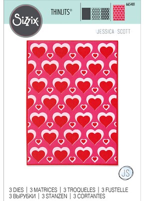 NEW Retired Sizzix Thinlits Layered Hearts 3pc #665481 Retail $34.99 J. Scott