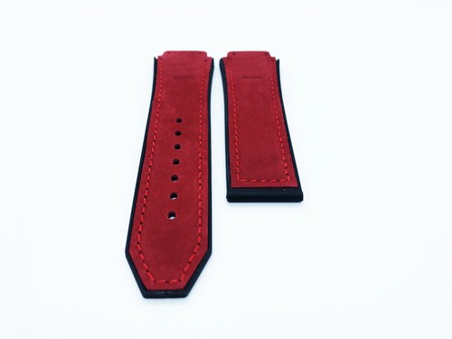 Red 26/22mm Top Suede Leather Strap/Band fit HUBLOT Watch Big Bang - Picture 2 of 2