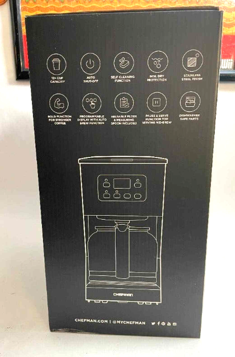 CHEFMAN Programmable Coffee Maker 12 cup capacity RJ14-12-SQ Brand New. |  eBay