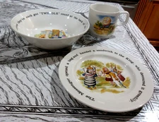 Johnson Bros Ironstone Humpty Dumpty Childs 3 Piece Dish Set Cup/Bowl/Plate Vtg.