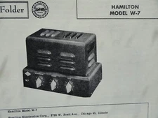 Original Sams Photofact Manual HAMILTON W-7 (375)