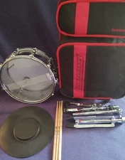 Ludwig 14x5.5" Snare Drum set with stand, pad, sticks & roller bag travel case