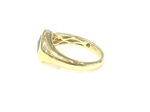 Anillo de sello de peridoto verde y esmalte negro de oro amarillo de 14 quilates de 0,18 quilates - Imagen 8 de 10