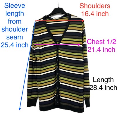 John Smedley Sea Island Striped Cardigan V-Neck Cotton Womens L | eBay