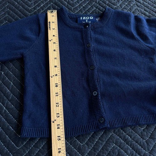 Izod Cardigan Sweater Girls Large (6) Blue Button Up Schoolwear Uniform - Picture 4 of 7