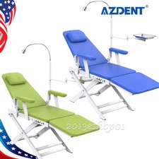 Portabe Dental Folding Chair LED Lamp Mobile Examination Chair Green/Blue