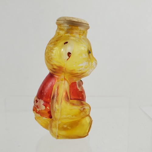 Vintage Yellow Frosted Glass Teddy Bear Christmas Light Bulb Cover Missing Paint - Picture 7 of 10