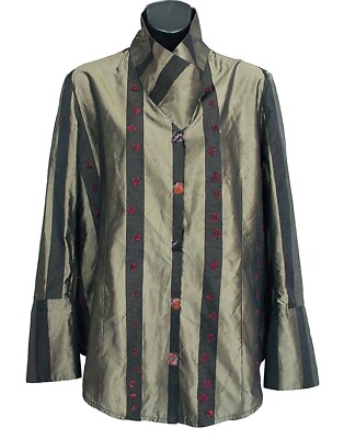 Deborah Cross Women's Silk Striped Blouse Size M