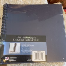 Spiral Album Scrapbooking 80 White Pages 10x10 New In Package. Navy Cover