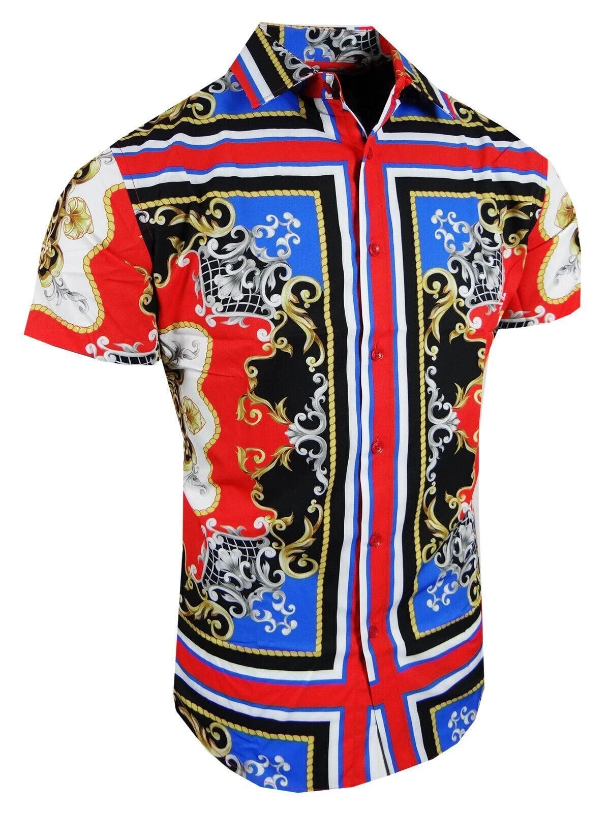 Mens Short Sleeve Shirt Luxury Colorful Floral Prints Stretch Slim Fit Button
Opens in a new window