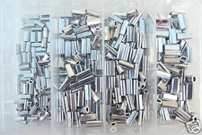   Aluminum Mini Sleeve Crimps Kit 100 each .8mm,1.0mm,1.1mm,1.3mm 50-120lb mono