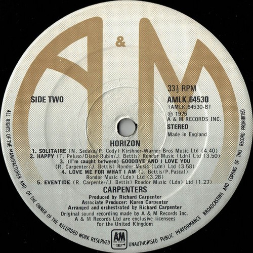 Carpenters - Horizon (LP) (Very Good (VG)) - 3795797033 - Picture 5 of 5