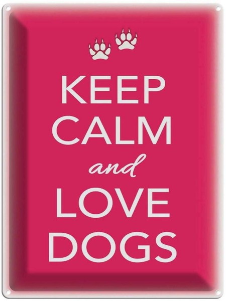 Blechschild 40X30 Cm Keep Calm And Love Dogs Hund Deko Geschenk Metall Schild-image